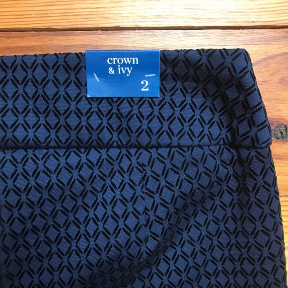 Crown & Ivy Navy Black Velvet Work Pants, NWT, 2 - Picture 13 of 13